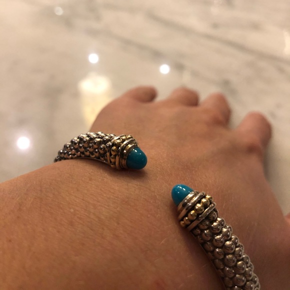 Lagos Turquoise Gemstone Cuff Bracelet - Picture 8 of 11
